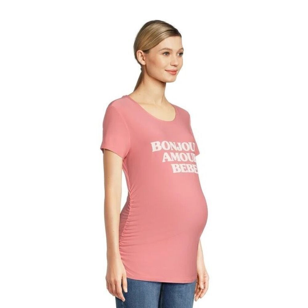 Womens Time and Tru Bonjour Armour Bebe Maternity Graphic Tee Shirt - Sz XXL